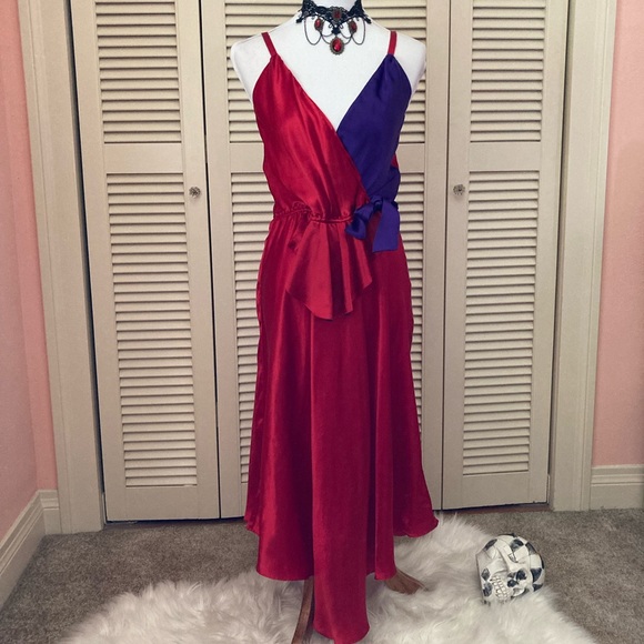 Vintage 80s Gold Label Victoria’s Secret red & purple Dress - Picture 9 of 16